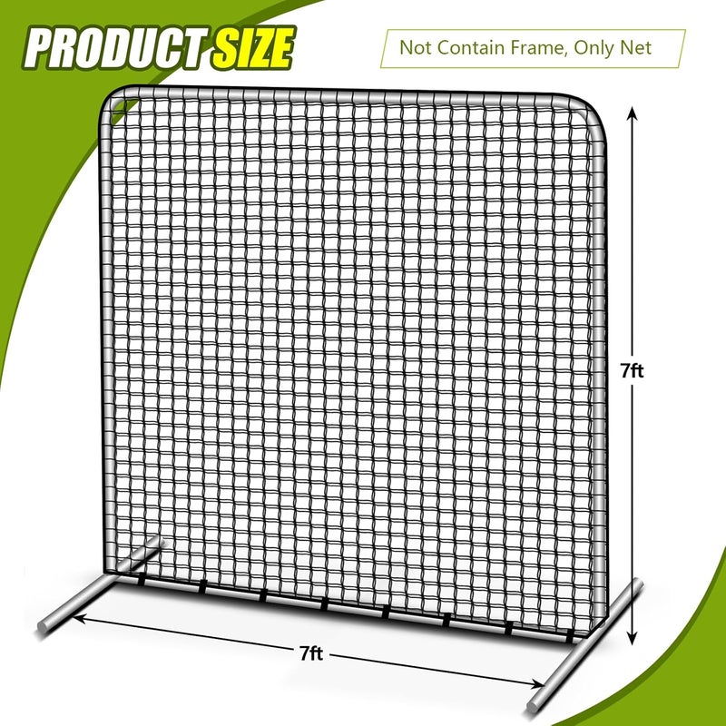 Vincreem Replacement Baseball Net 7 x 7 ft Protective Portable Pitching Screen Safety Netting 45 Ply 42 Inch Cut Out, Net Only, No Frame Included, Black - Image 3